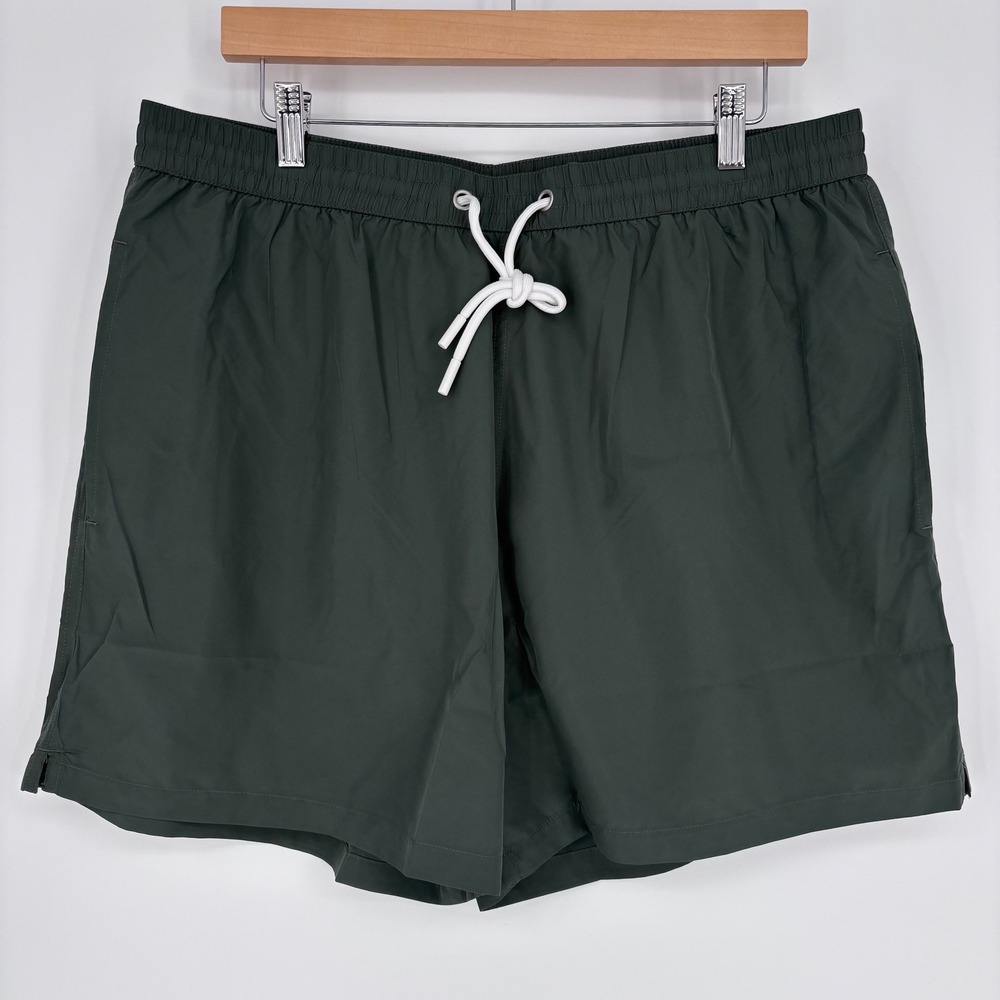 Mott & Bow Swim Trunks Mens XL Olive Green Elastic Waist Mesh‎ Lined Shorts